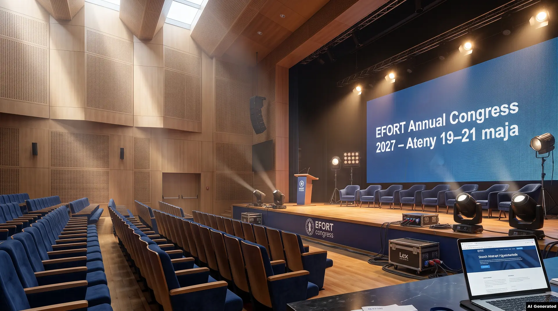 Baner EFORT Annual Congress 2027 w Atenach z datami wydarzenia i zaproszeniem do zgłaszania badań