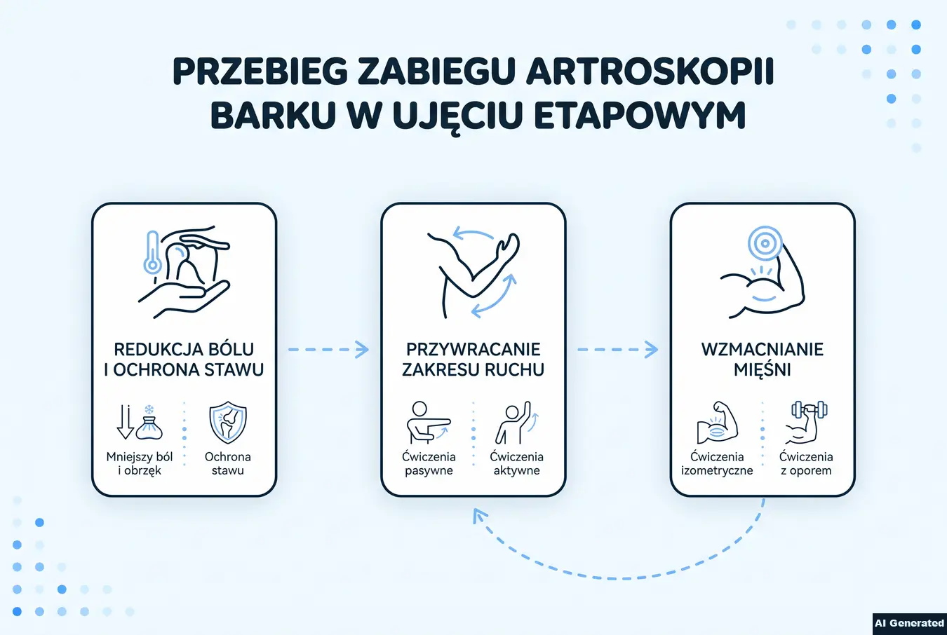 Etapy przebiegu rehabilitacji po artroskopii barku.